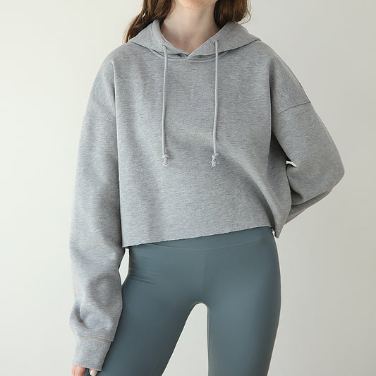 Women's Cropped Long Sleeve Fleece Lined Hoodie