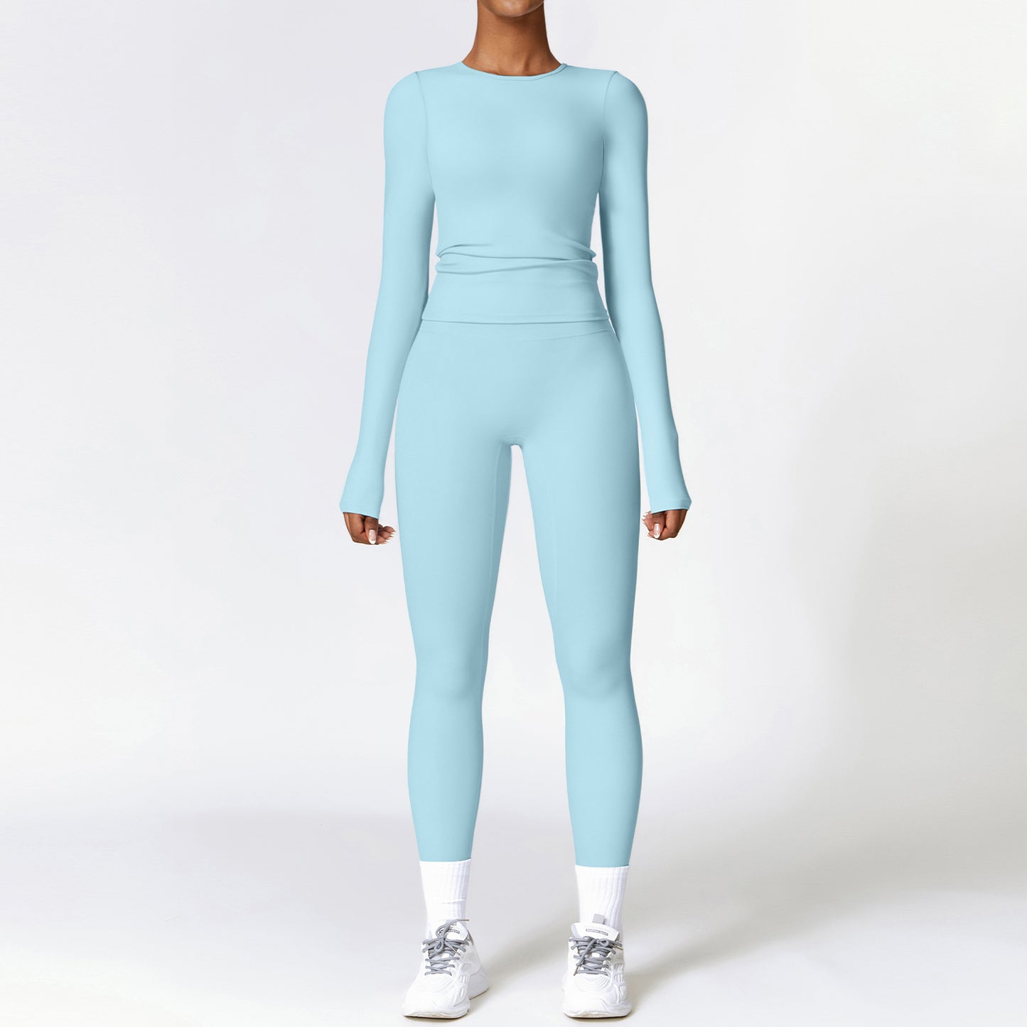 Women's Brushed Fabric Long Sleeved Gym Set - Quick Drying