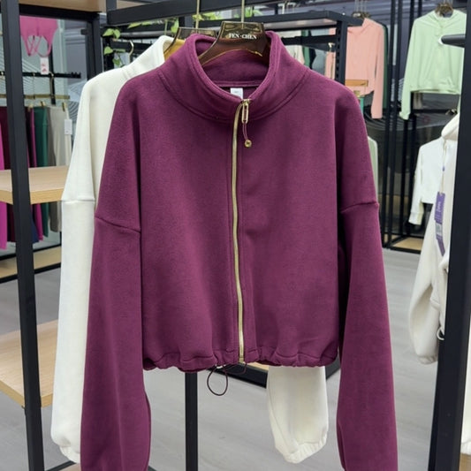 Women's Cropped Drawstring Fleece Hoodie