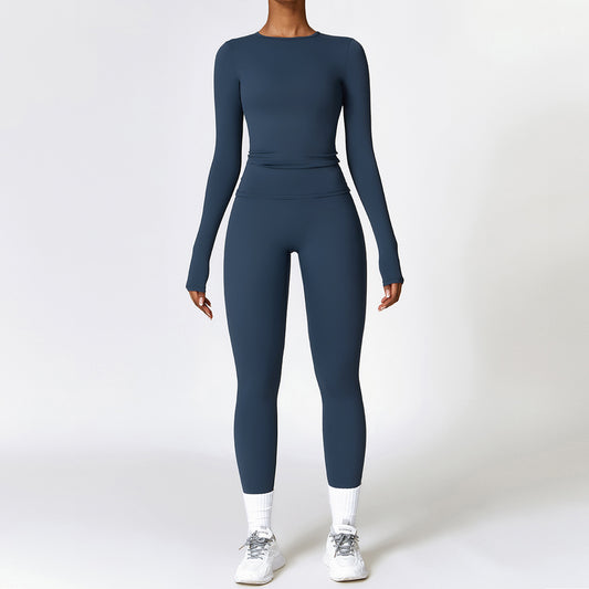 Women's Brushed Fabric Long Sleeved Gym Set - Quick Drying