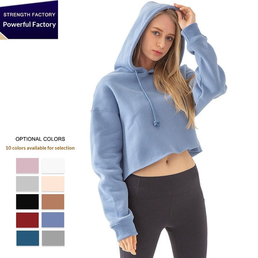 Women's Cropped Long Sleeve Fleece Lined Hoodie