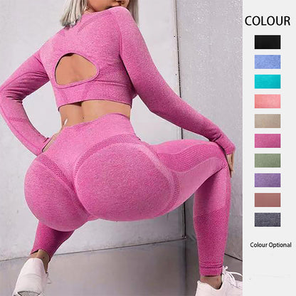 Women's Two Piece Gym Set With Hollow Back Top and Lifting Leggings