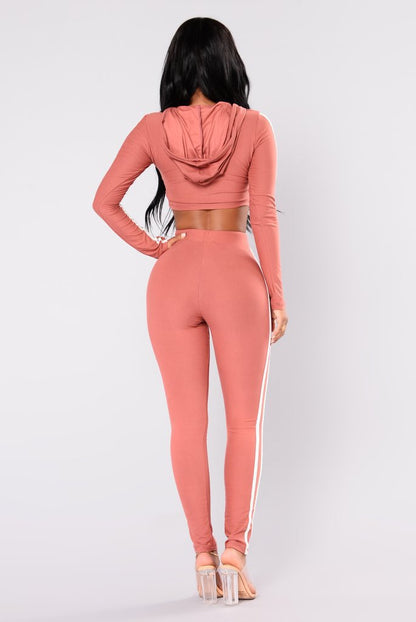 Women’s Crop Top Hoodie & Legging Set - Slim Fit