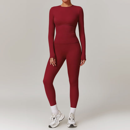 Women's Brushed Fabric Long Sleeved Gym Set - Quick Drying