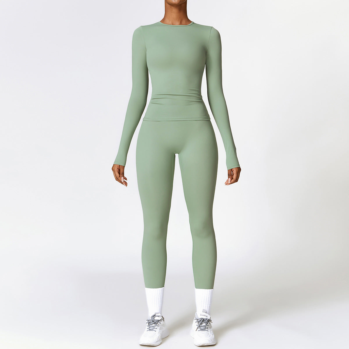 Women's Brushed Fabric Long Sleeved Gym Set - Quick Drying