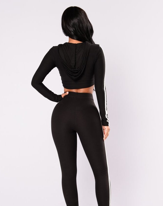 Women’s Crop Top Hoodie & Legging Set - Slim Fit