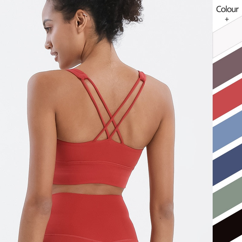 Women's Skinny Cross Strap Shockproof Sport Bra