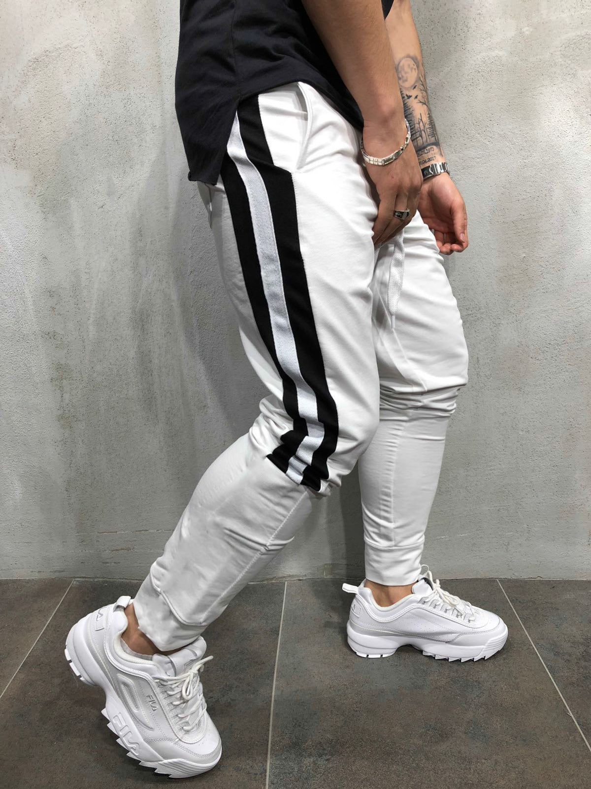 Men's Slim Fit Joggers With Stripes