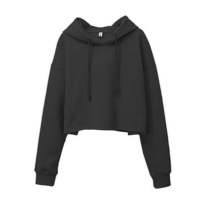 Women's Cropped Long Sleeve Fleece Lined Hoodie