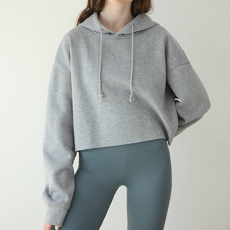 Women's Cropped Long Sleeve Fleece Lined Hoodie