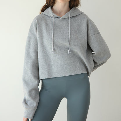 Women's Cropped Long Sleeve Fleece Lined Hoodie