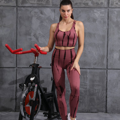 Women's Tie-dye Effect Two-Piece Gym SEt
