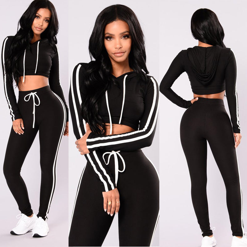 Women’s Crop Top Hoodie & Legging Set - Slim Fit