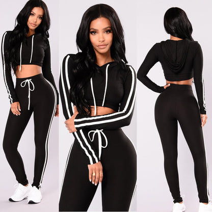 Women’s Crop Top Hoodie & Legging Set - Slim Fit