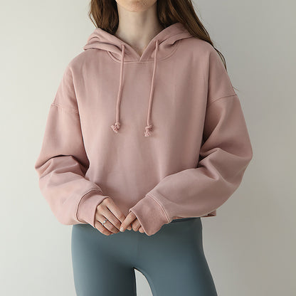 Women's Cropped Long Sleeve Fleece Lined Hoodie