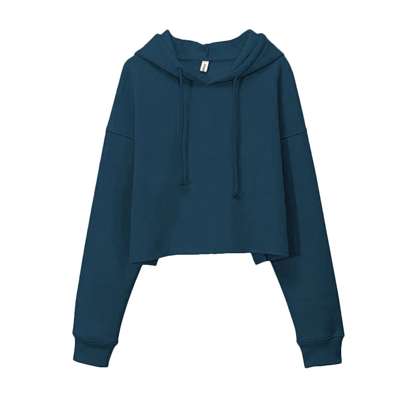 Women's Cropped Long Sleeve Fleece Lined Hoodie