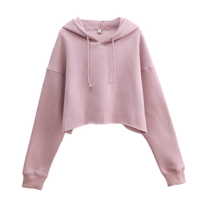 Women's Cropped Long Sleeve Fleece Lined Hoodie