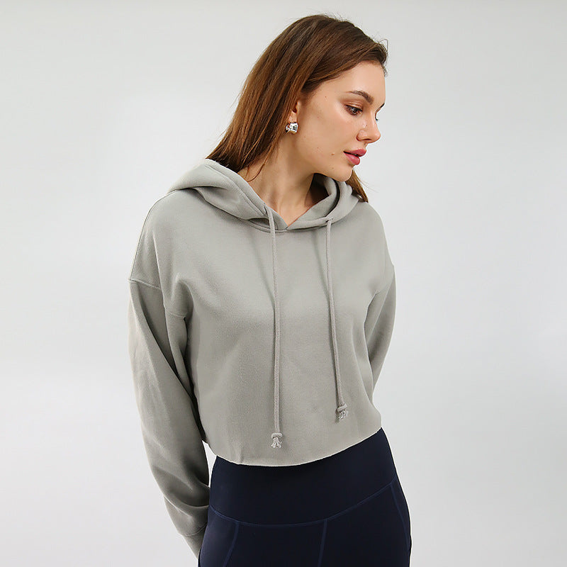 Women's Cropped Long Sleeve Fleece Lined Hoodie