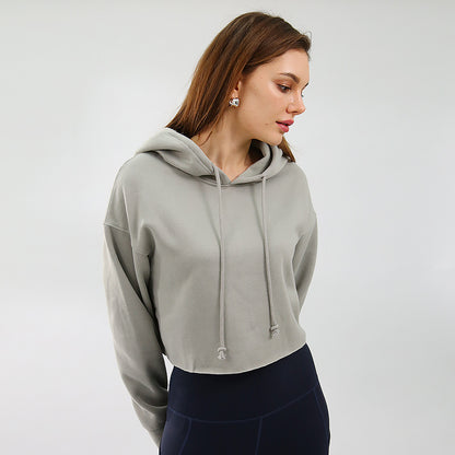 Women's Cropped Long Sleeve Fleece Lined Hoodie