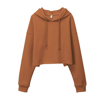 Women's Cropped Long Sleeve Fleece Lined Hoodie