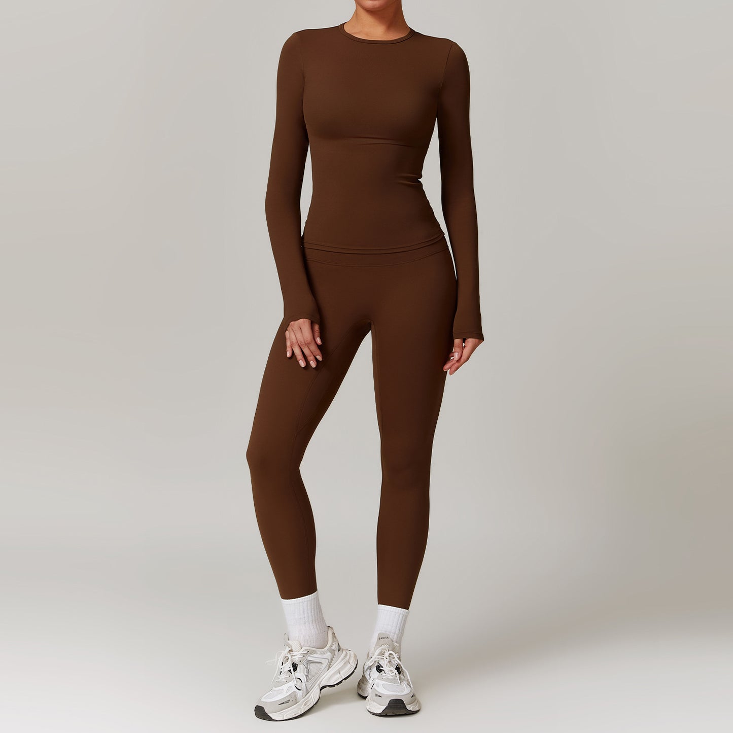 Women's Brushed Fabric Long Sleeved Gym Set - Quick Drying