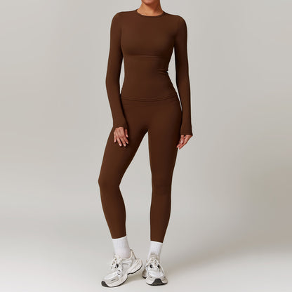 Women's Brushed Fabric Long Sleeved Gym Set - Quick Drying