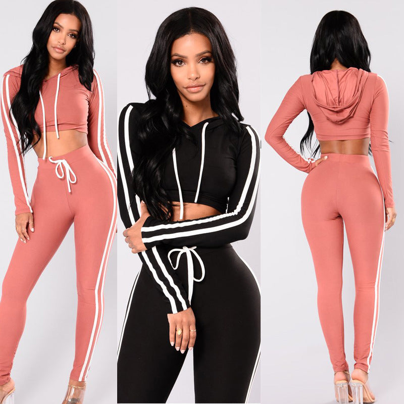 Women’s Crop Top Hoodie & Legging Set - Slim Fit