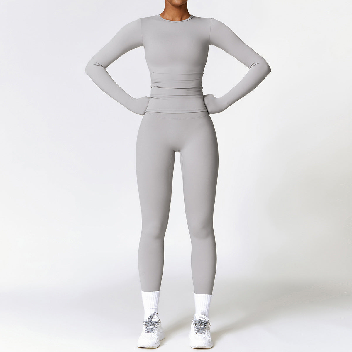 Women's Brushed Fabric Long Sleeved Gym Set - Quick Drying