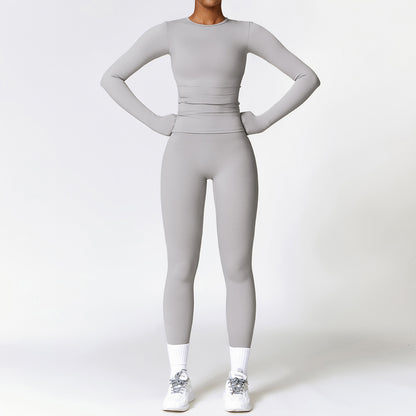 Women's Brushed Fabric Long Sleeved Gym Set - Quick Drying