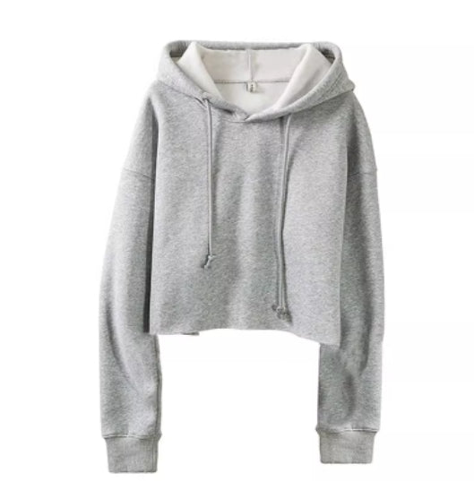 Women's Cropped Long Sleeve Fleece Lined Hoodie