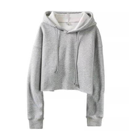 Women's Cropped Long Sleeve Fleece Lined Hoodie