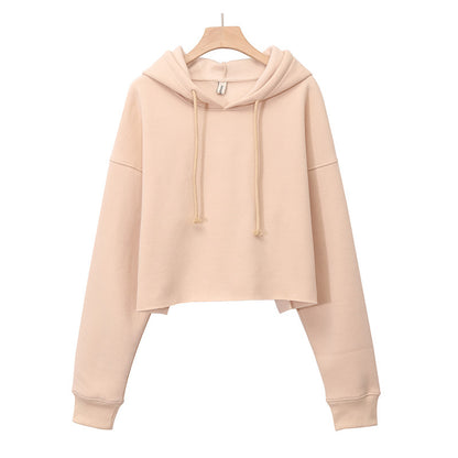 Women's Cropped Long Sleeve Fleece Lined Hoodie