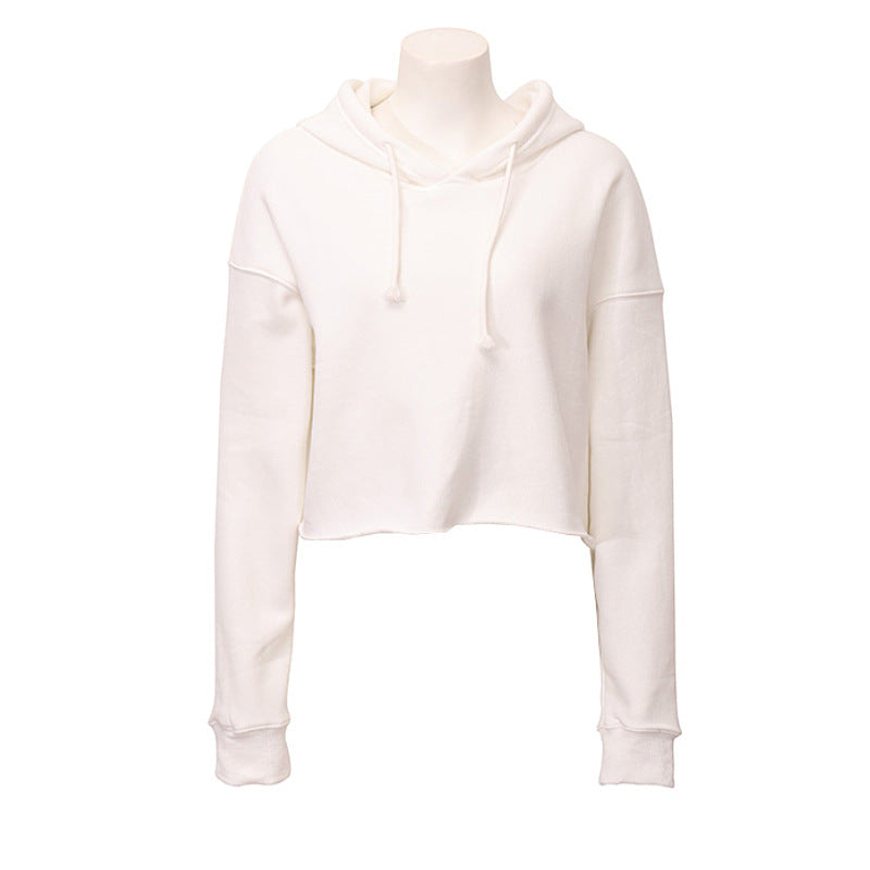 Women's Cropped Long Sleeve Fleece Lined Hoodie