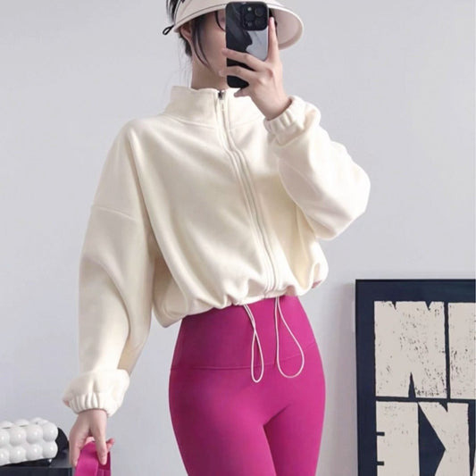 Women's Cropped Drawstring Fleece Hoodie