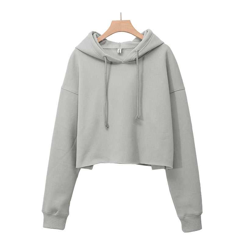 Women's Cropped Long Sleeve Fleece Lined Hoodie