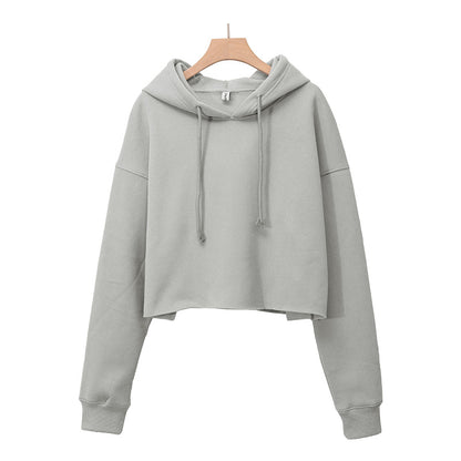 Women's Cropped Long Sleeve Fleece Lined Hoodie
