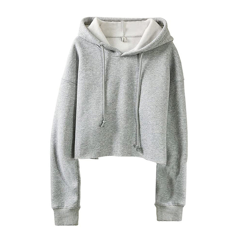 Women's Cropped Long Sleeve Fleece Lined Hoodie