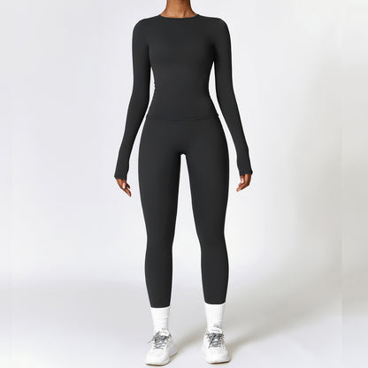Women's Brushed Fabric Long Sleeved Gym Set - Quick Drying