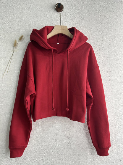 Women's Cropped Long Sleeve Fleece Lined Hoodie